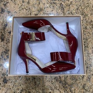 Michael Michael Kors Guiliana Mid Ankle Strap Women Heels - Size 8 - Claret